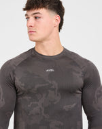 Camo Seamless Long Sleeve T Shirt - Charcoal
