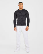 Camo Seamless Long Sleeve T Shirt - Noir