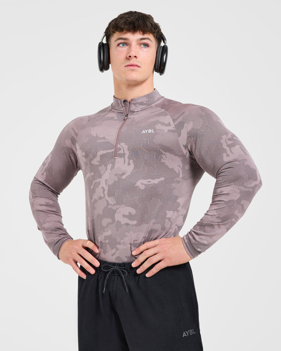 Camo Seamless 1/4 Zip Pullover - Woodland Taupe