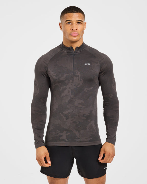 Camo Seamless 1/4 Zip Pullover - Charcoal