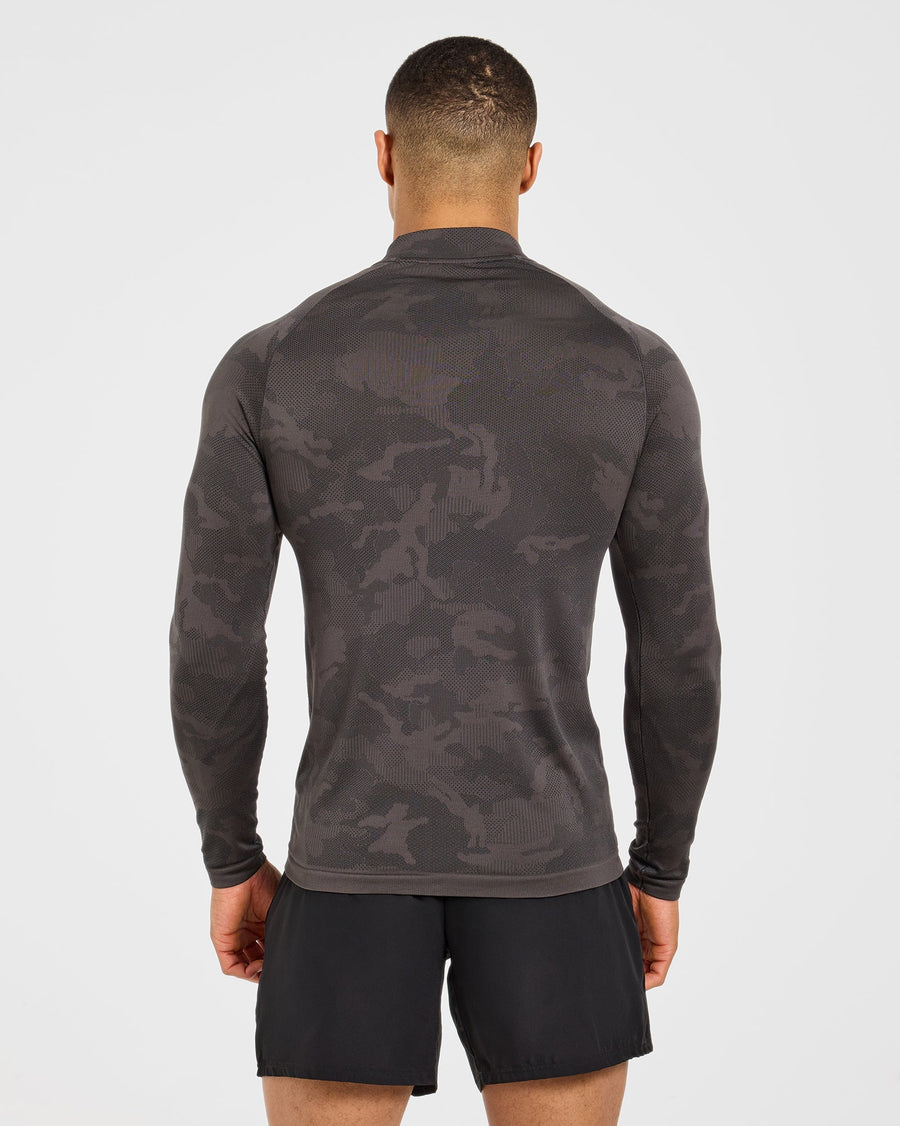 Camo Seamless 1/4 Zip Pullover - Charcoal