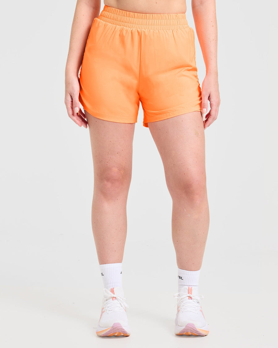 Run Ruched Shorts - Vibrant Apricot