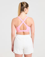 Run Cross Back Sports Bra - Spring Rose