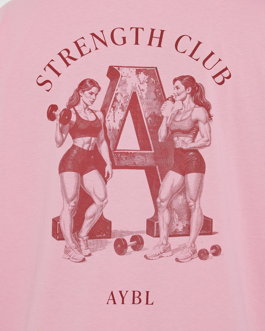 AYBL Strength Club Oversized T Shirt - Dusty Rose