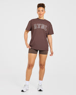 Varsity 2.0 Oversized T Shirt - Marron