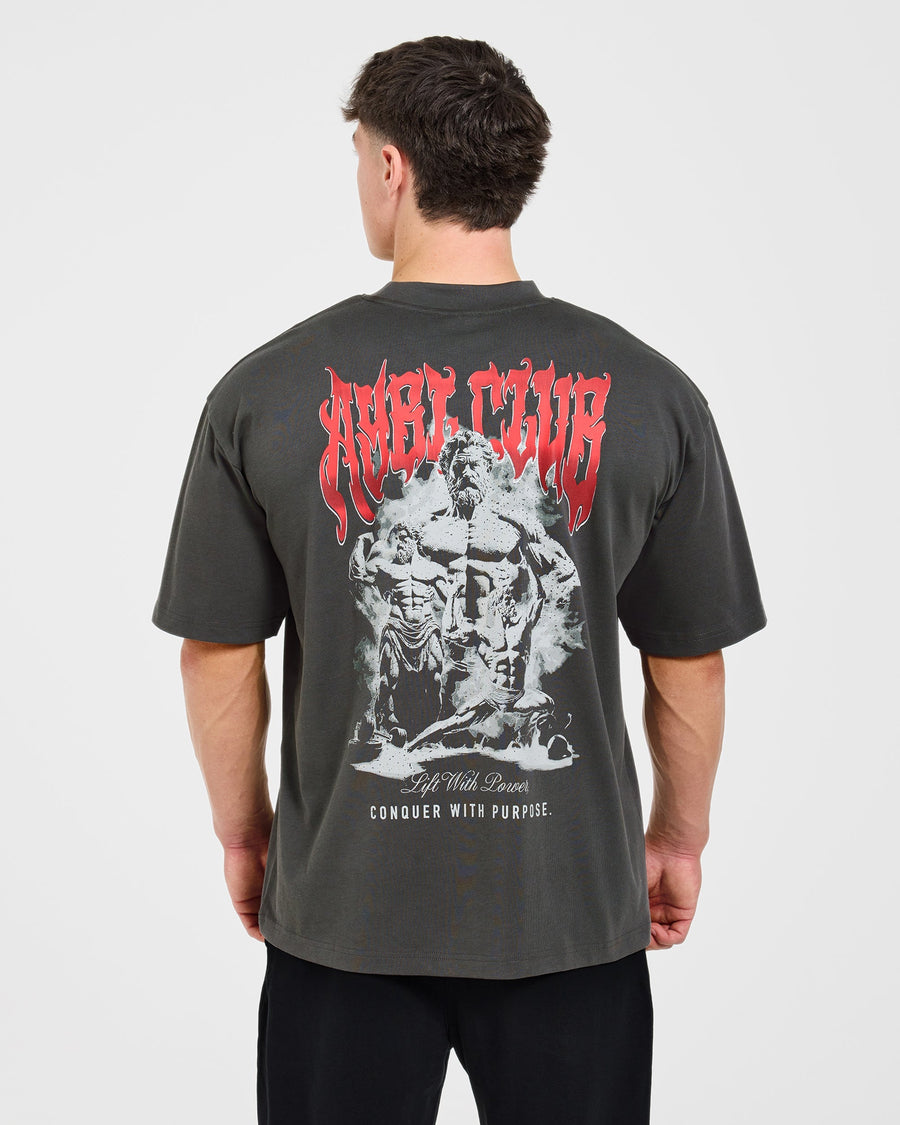 Lift Forge Oversized T Shirt - Charcoal/Rouge