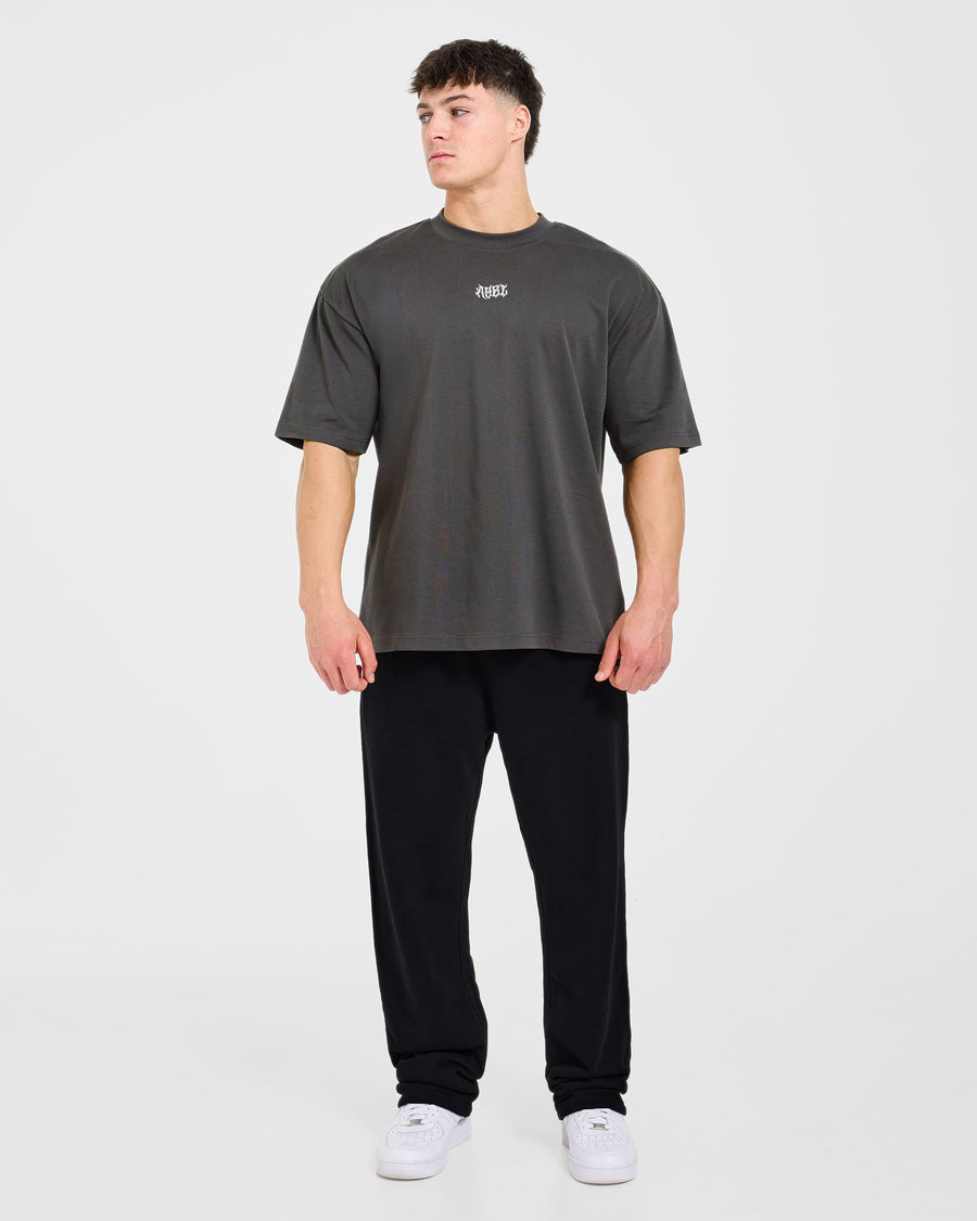 Lift Forge Oversized T Shirt - Charcoal/Rouge