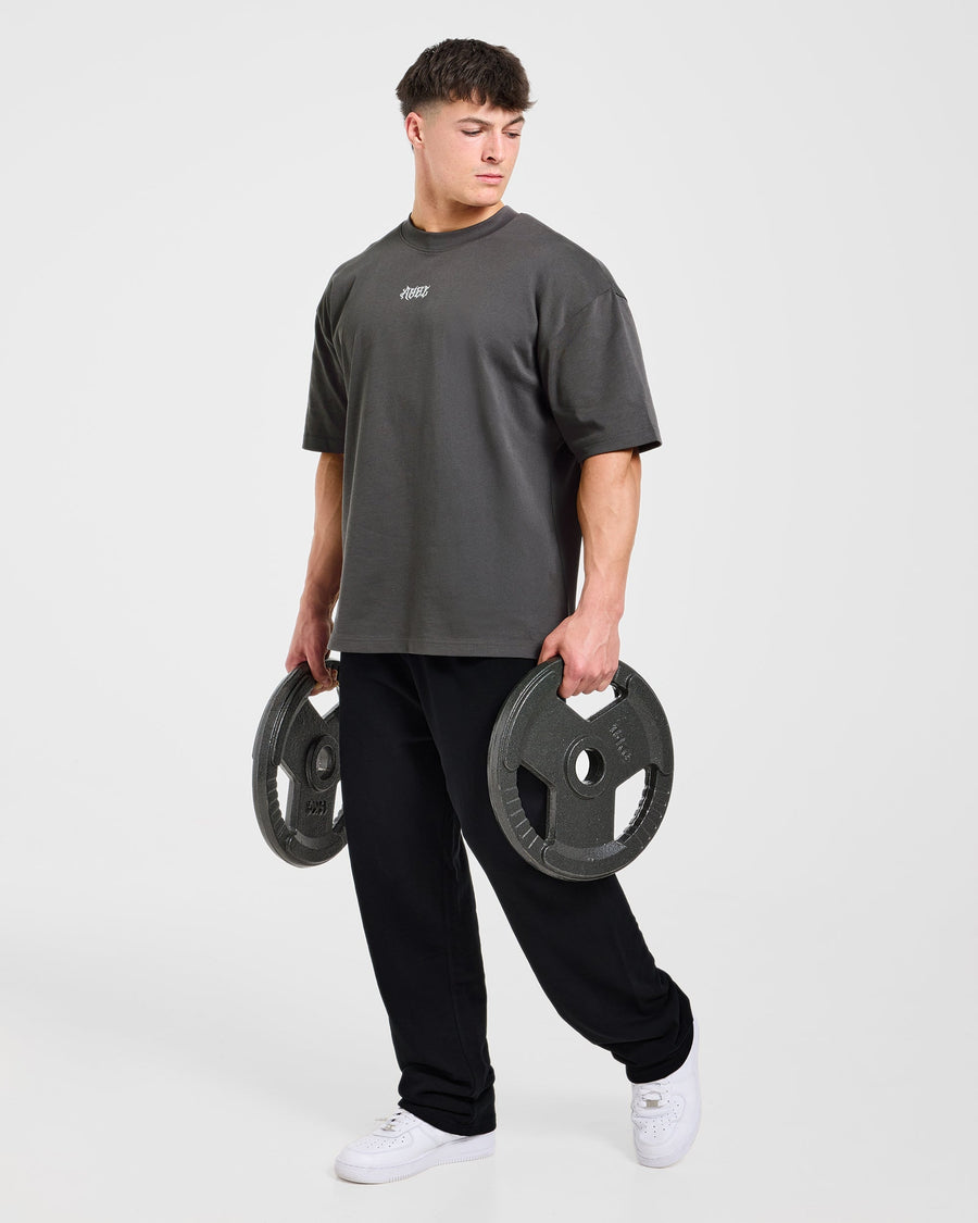 Lift Forge Oversized T Shirt - Charcoal/Rouge