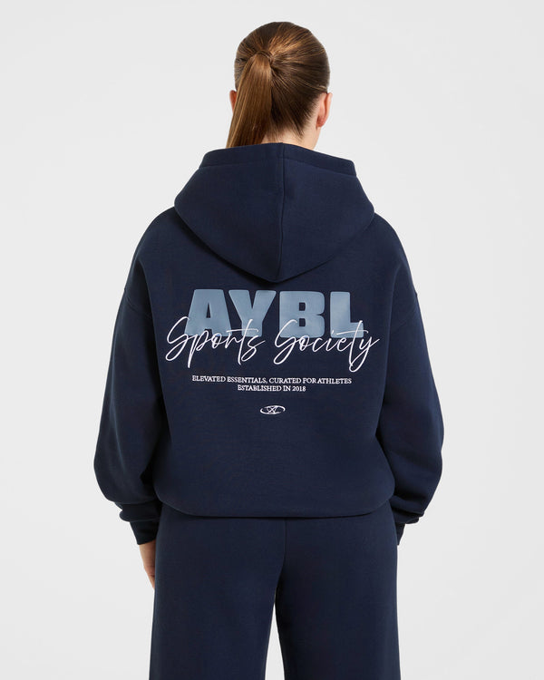 Sports Society Oversized Hoodie - Navy