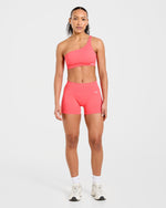 Enhance Seamless One Shoulder Sports Bra - Summer Coral