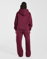 AYBL Club Oversized Straight Leg Joggers - Burgundy/Rose