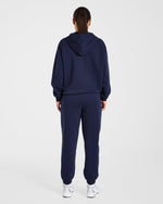 Lifestyle Oversized Zip Up Hoodie - Navy