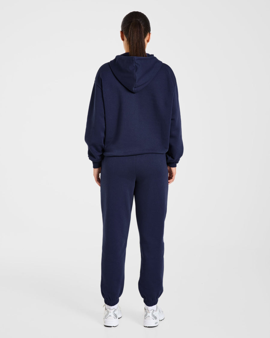 Lifestyle Oversized Zip Up Hoodie - Navy