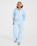 Lifestyle Oversized Zip Up Hoodie - Spring Bleu