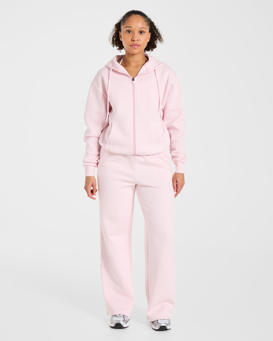 Lifestyle Oversized Zip Up Hoodie - Pastel Rose