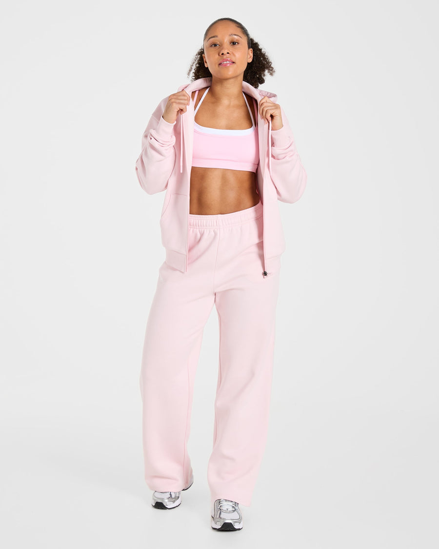 Lifestyle Oversized Zip Up Hoodie - Pastel Rose