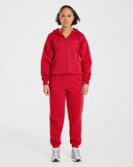 Lifestyle Oversized Zip Up Hoodie - Rouge