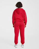 Lifestyle Oversized Zip Up Hoodie - Rouge