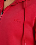 Lifestyle Oversized Zip Up Hoodie - Rouge