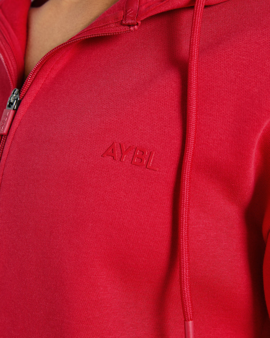 Lifestyle Oversized Zip Up Hoodie - Rouge