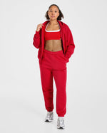 Lifestyle Oversized Zip Up Hoodie - Rouge