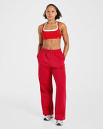 Lifestyle Oversized Straight Leg Joggers - Rouge