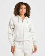 Lifestyle Oversized Zip Up Hoodie - Off Blanc
