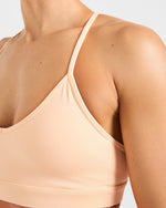 Essential V Neck Strappy Sports Bra - Pastel Peach