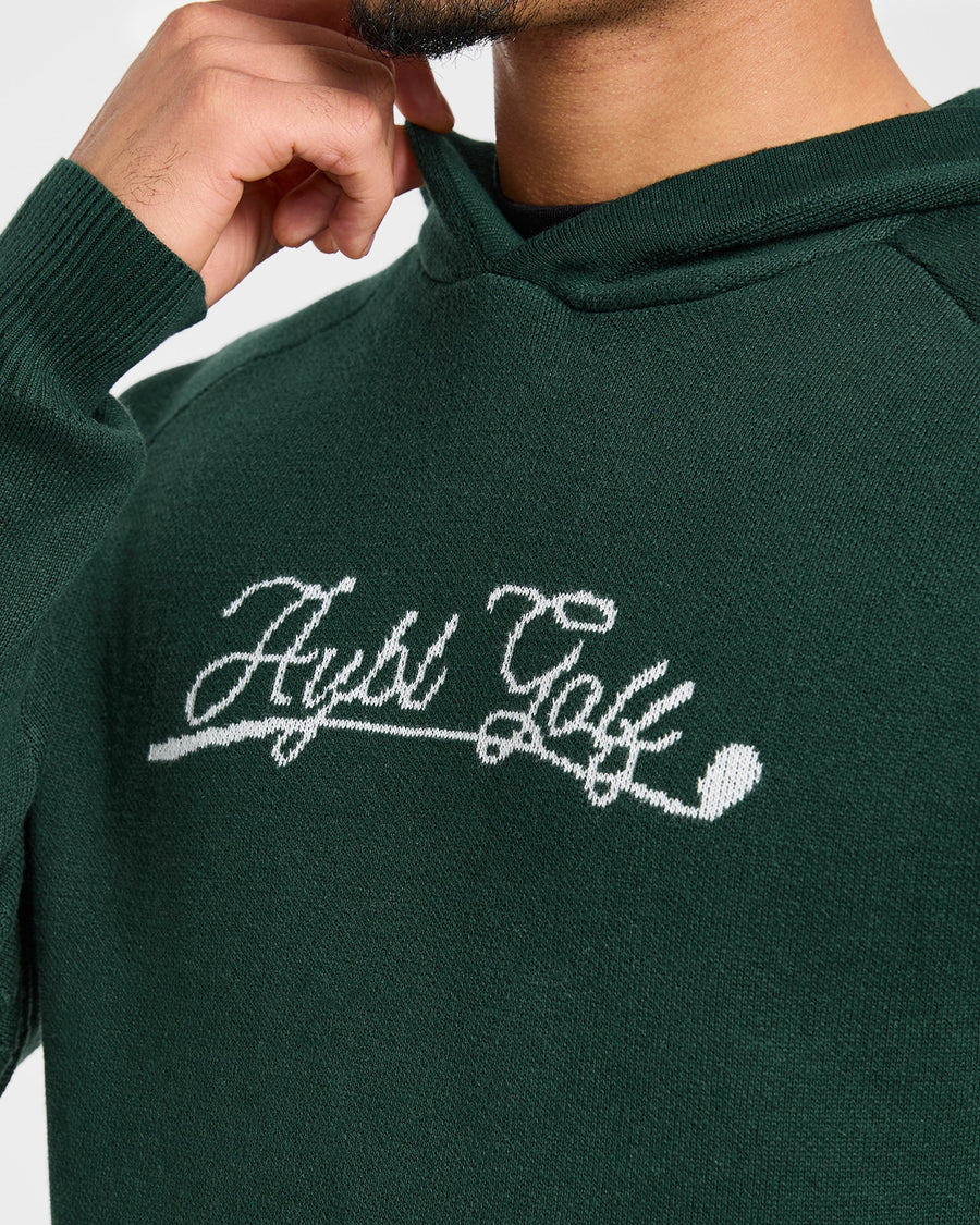 Golf Club Knitted Hoodie - Pine Vert
