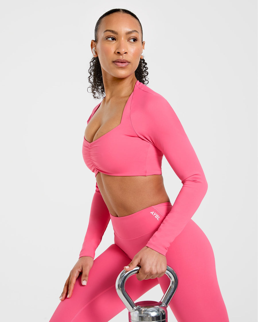 Physique Long Sleeve Crop Top - Roseberry Rose