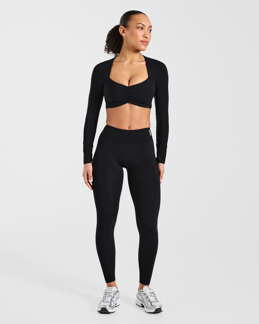 Physique Long Sleeve Crop Top - Noir