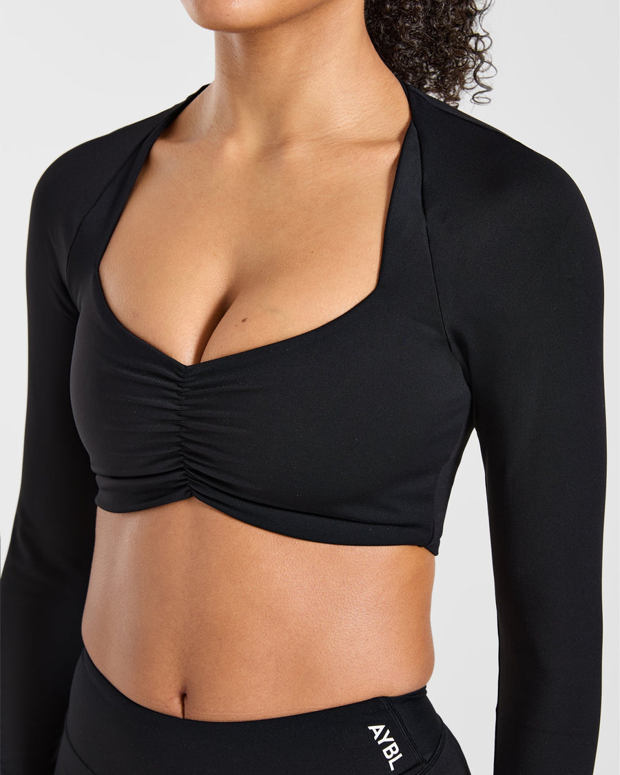 Physique Long Sleeve Crop Top - Noir