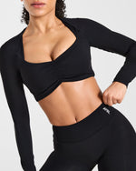 Physique Long Sleeve Crop Top - Noir