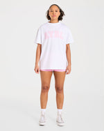 Varsity 2.0 Oversized T Shirt - Blanc/Rose