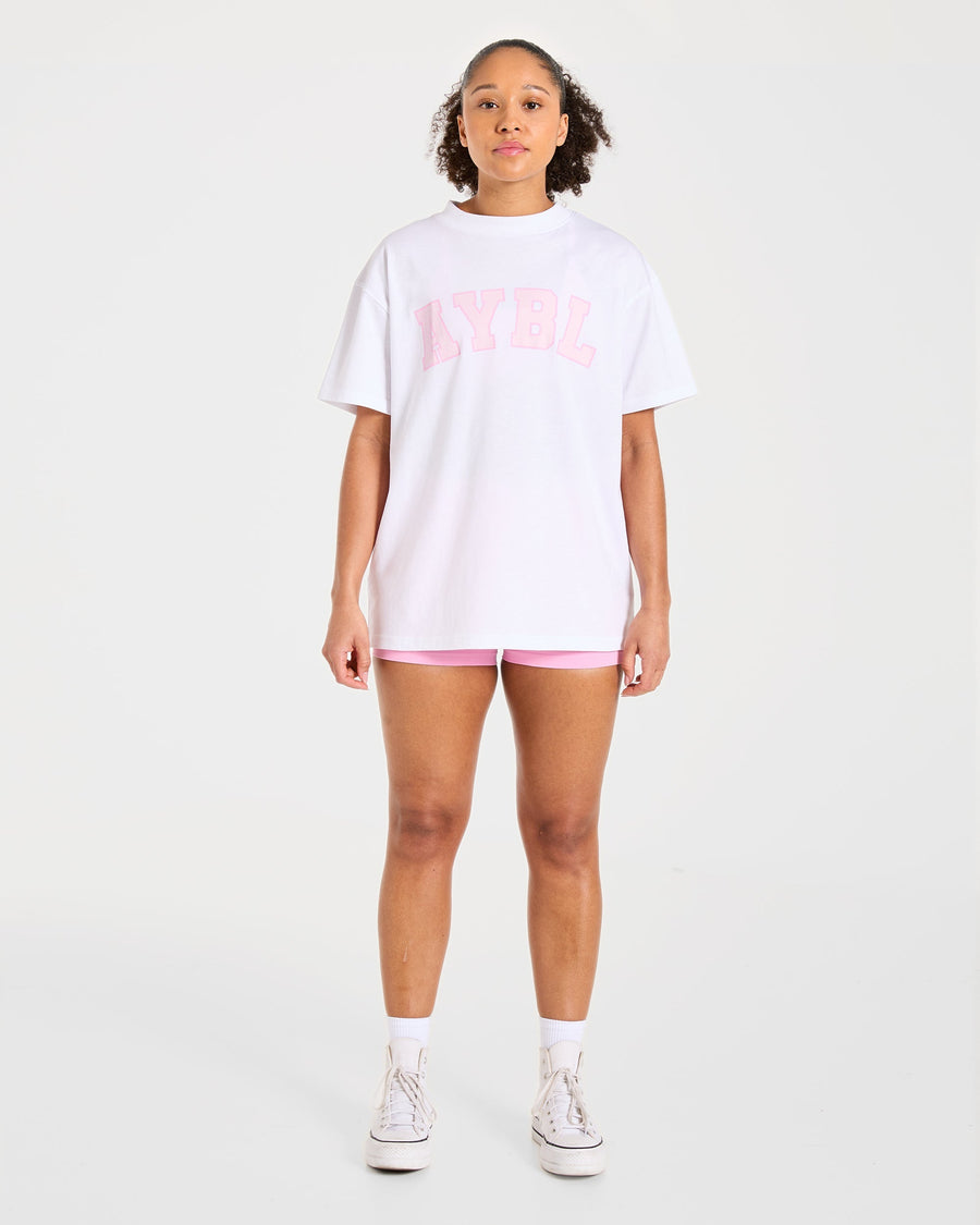 Varsity 2.0 Oversized T Shirt - Blanc/Rose