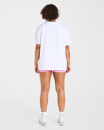 Varsity 2.0 Oversized T Shirt - Blanc/Rose