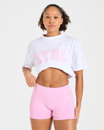 Varsity 2.0 Oversized T Shirt - Blanc/Rose