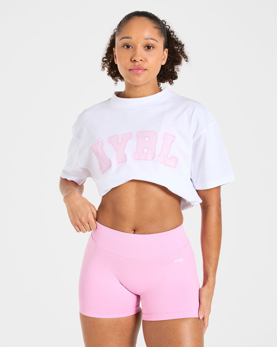Varsity 2.0 Oversized T Shirt - Blanc/Rose