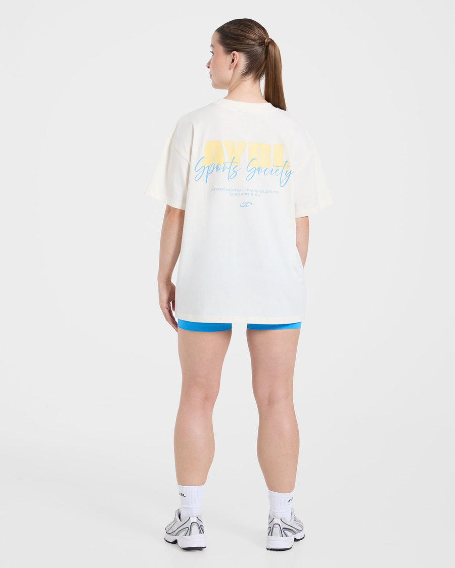 AYBL Sports Society Oversized T Shirt - Off Blanc