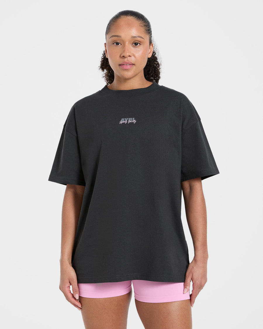 AYBL Sports Society Oversized T Shirt - Charcoal