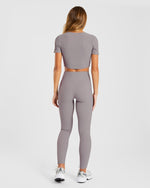 Sculpt Ribbed Leggings - Fog Gris