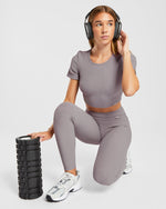 Sculpt Ribbed Leggings - Fog Gris
