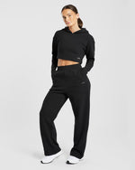 Waffle Straight Leg Joggers - Noir