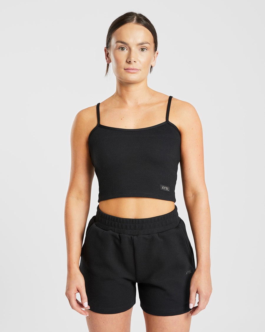 Waffle Crop Vest - Noir