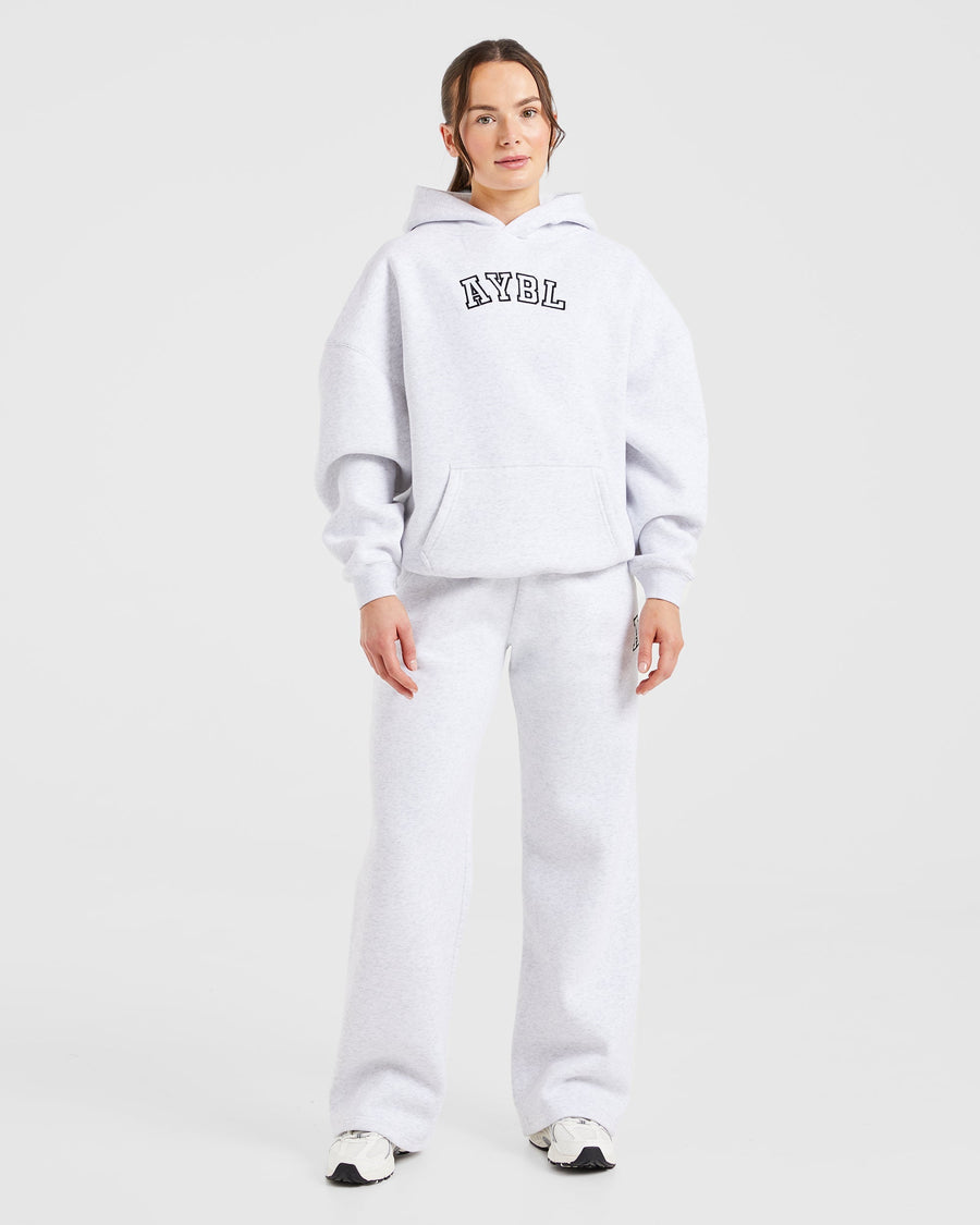 Varsity Embroidered Oversized Straight Leg Joggers - Heather Grey