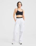 Varsity Embroidered Oversized Straight Leg Joggers - Heather Grey