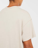 Varsity Oversized T Shirt - Beige / Khaki