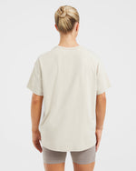 Varsity Oversized T Shirt - Beige