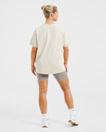 Varsity Oversized T Shirt - Beige