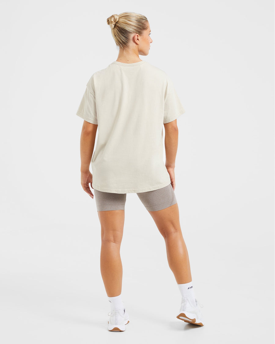 Varsity Oversized T Shirt - Beige